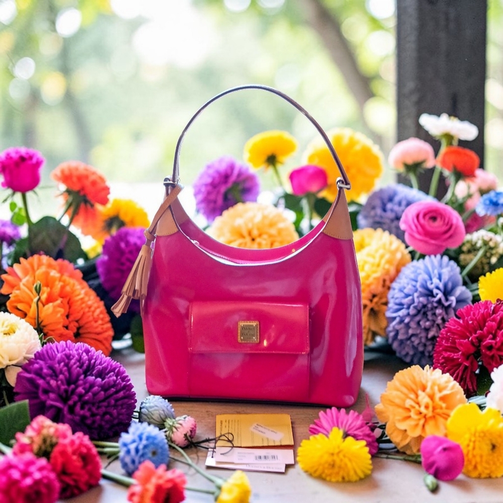 Dooney & Bourke Patent Hobo Bag-w Original Tags& Reg Card -EUC $348 Retail - Picture 12 of 13